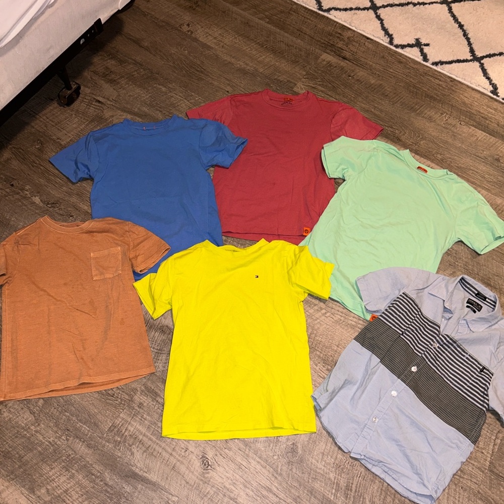 6 Boys shirts, Tommy Hilfiger O’Neill cat n jack  Good vibes free Planet size 10